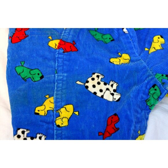 VTG Oshkosh Kennel Club Baby Boy 3-6 Mths Corduroy Overalls Romper Dogs Blue USA - Picture 11 of 12